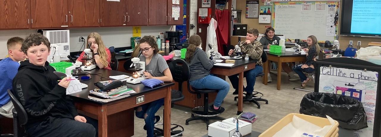 students working with microscopes